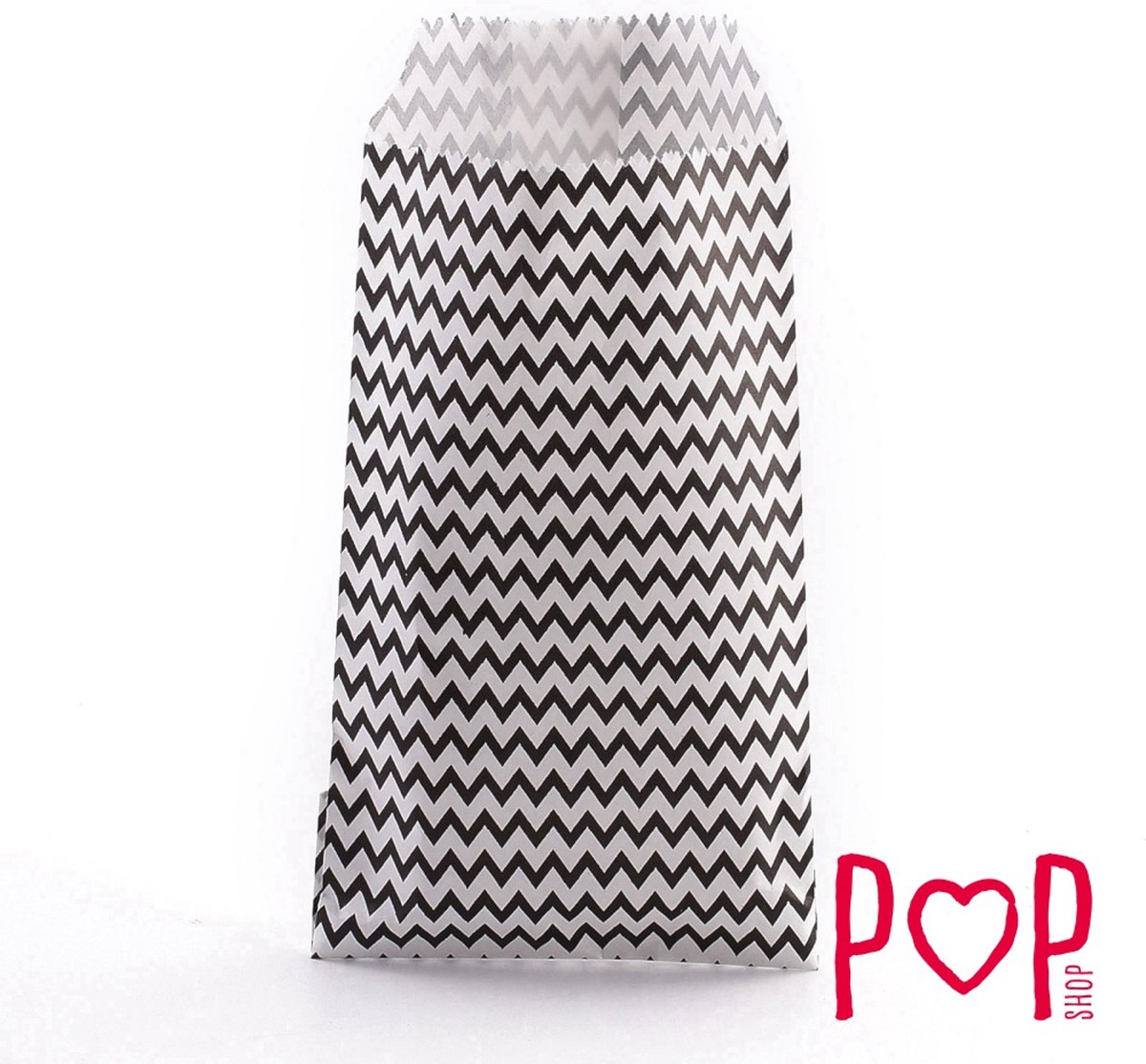 POP | Uitdeel zakjes | kado zakjes 24 stuks 15x8cm met 1 velletje 24x sluitstickers rood hartje